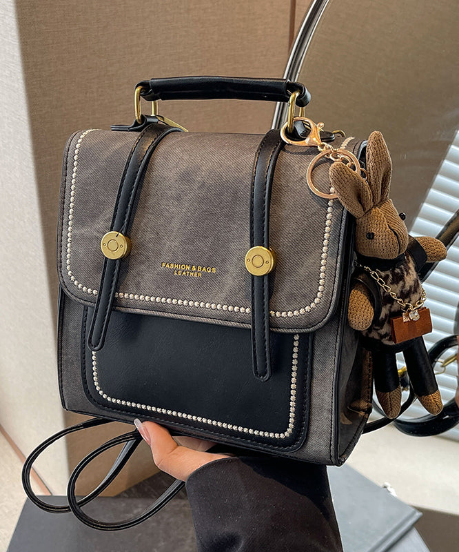 Vintage Denim Blue Patchwork Zircon Messenger Bag