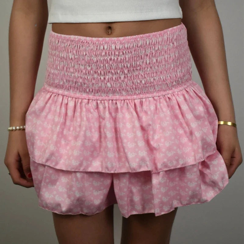 High Waist Ruffled Cottage Skirt
