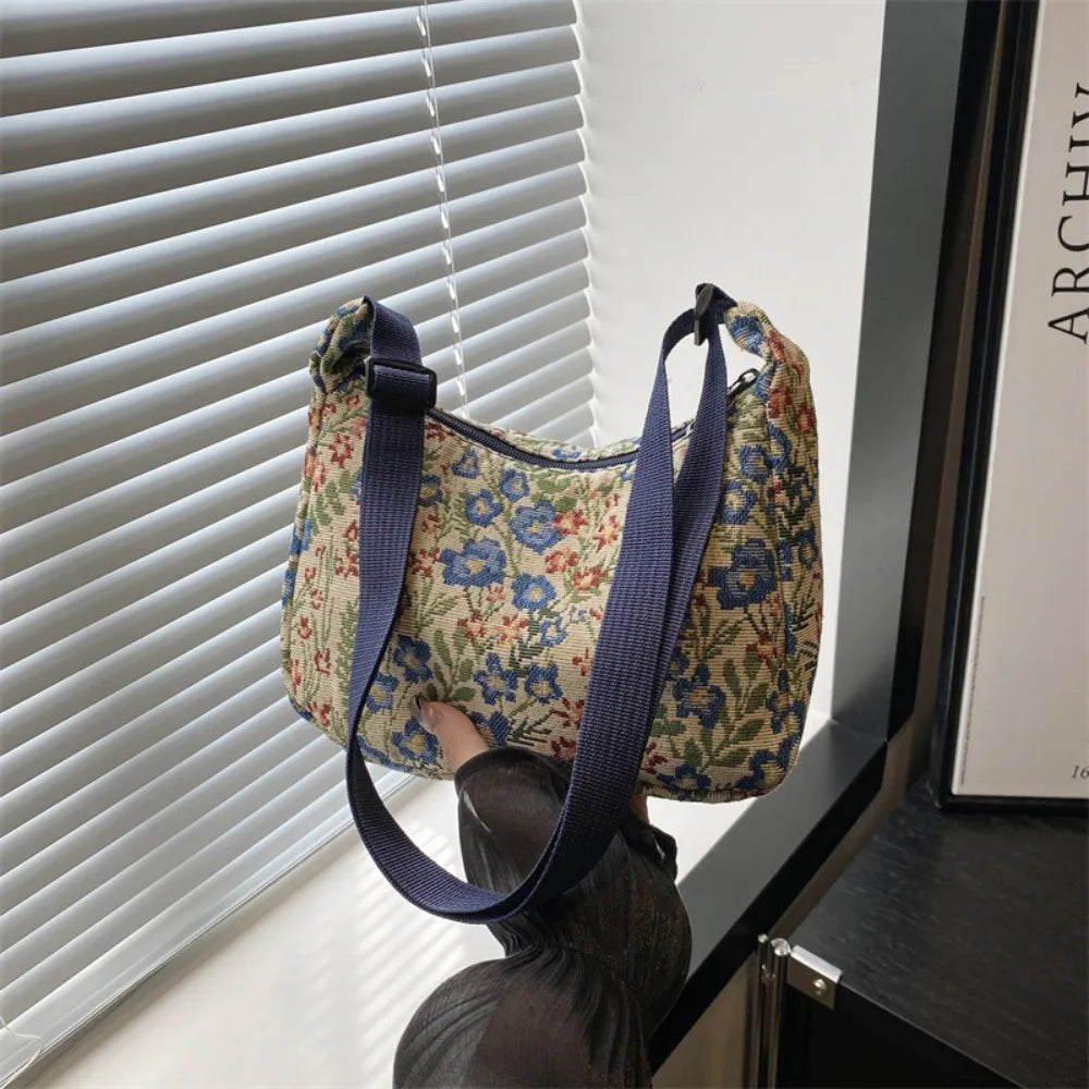 Winter Prints Crescent Cloth Crossbody