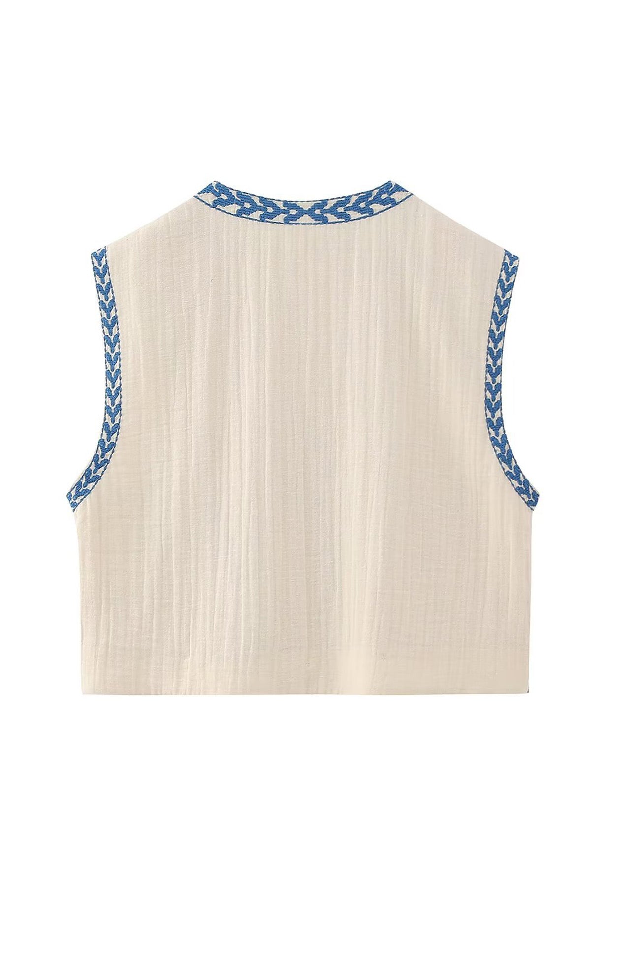 Vintage Floral Embroidery Open Front Vest