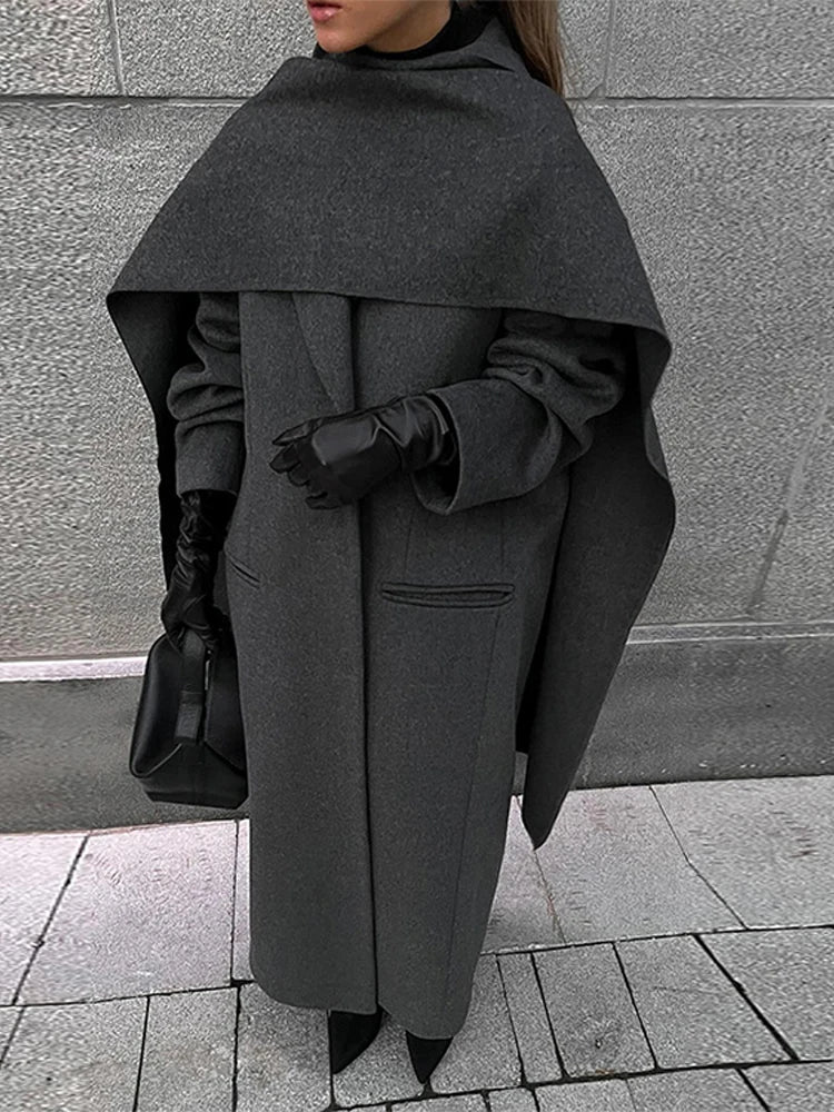 Turn-Down Collar Double-Breasted Overcoat