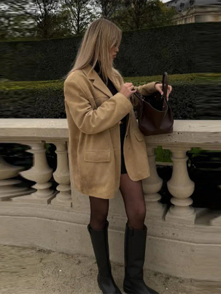 Khaki Long Sleeve Suit Coat