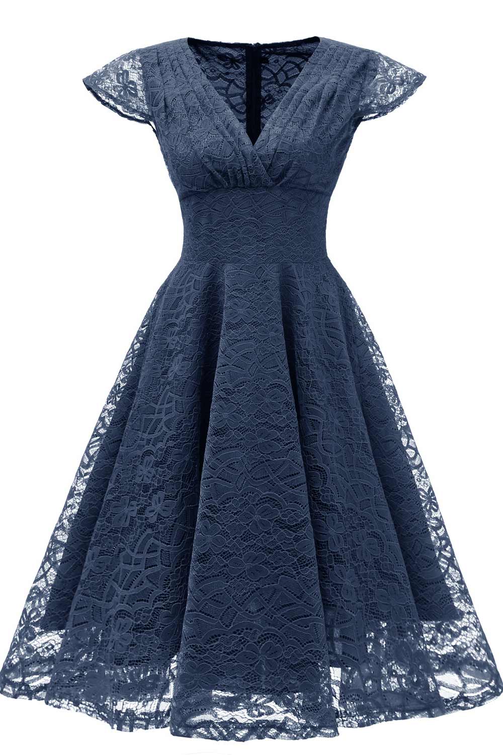 Vintage Lace V-neck Cocktail Dress - Mislish