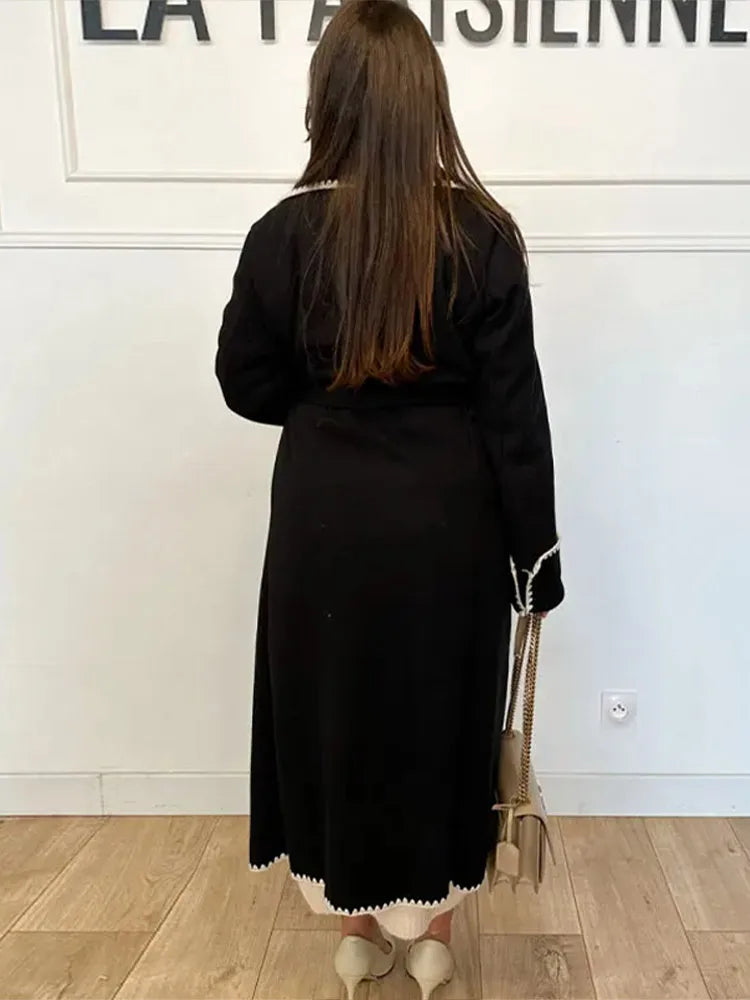 Vintage Patchwork Belted Wool Overcoat