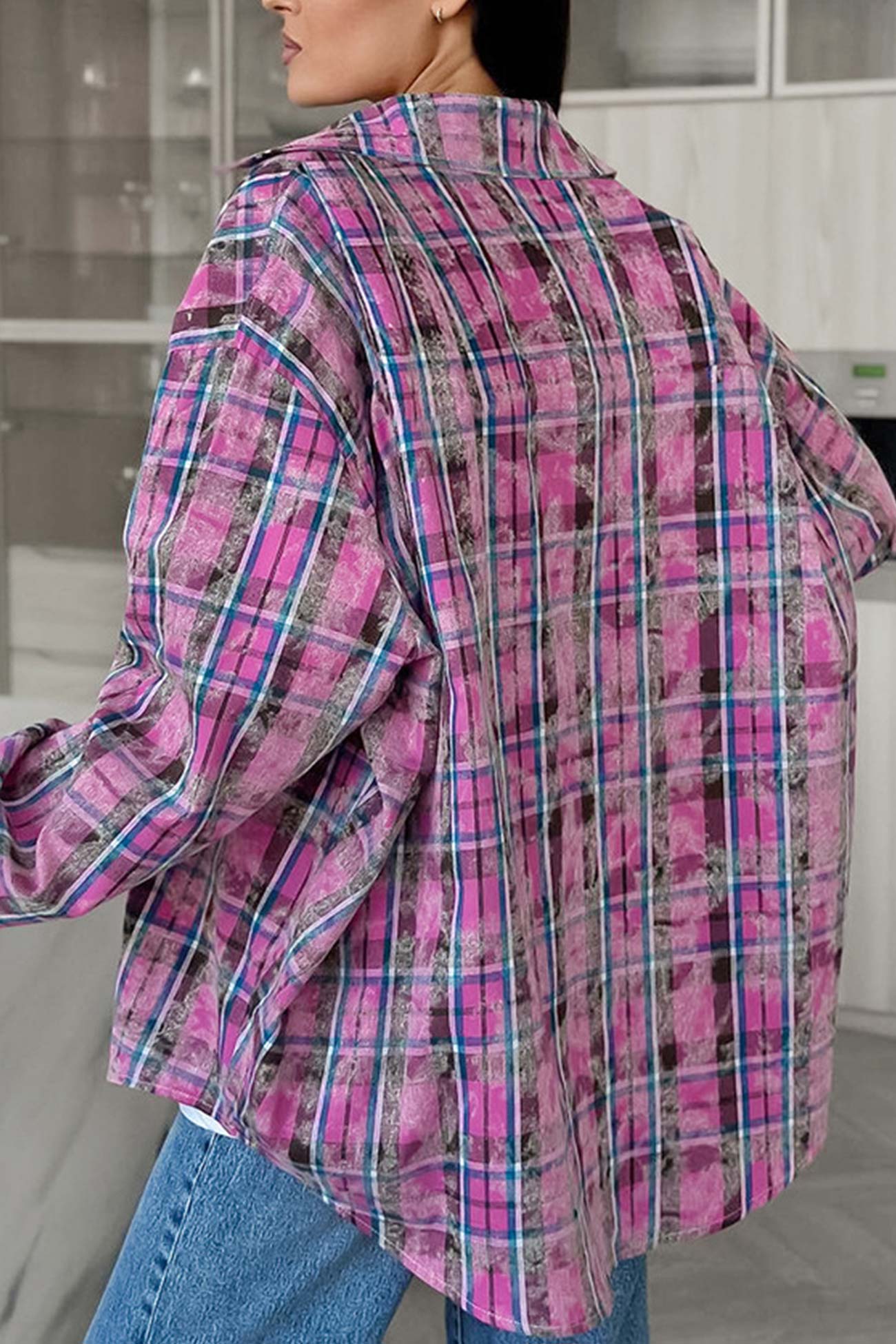 Vintage Plaid Oversized Blouse