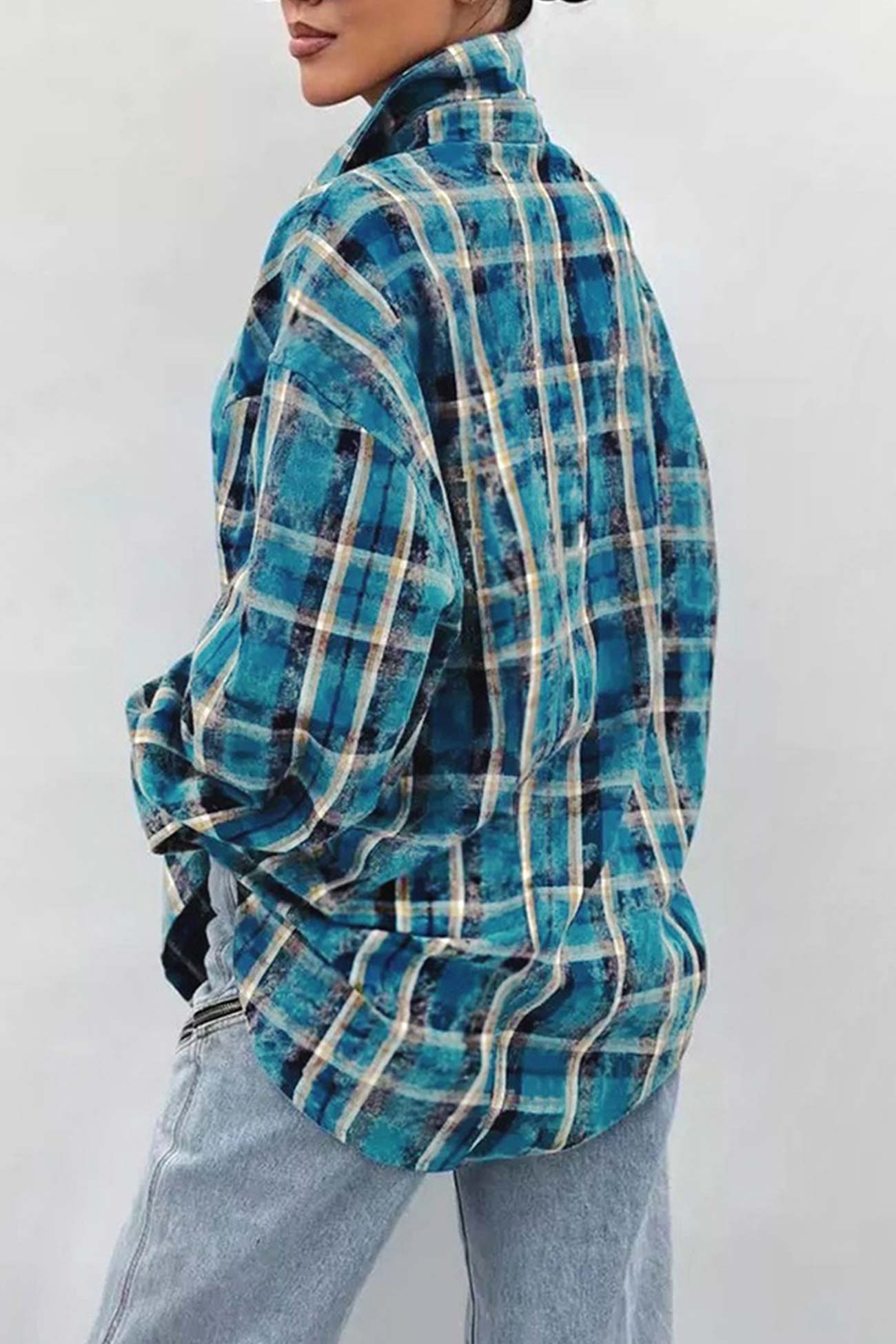 Vintage Plaid Oversized Blouse