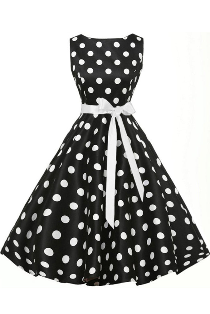 Vintage Polka Dot Belted Dress - Mislish