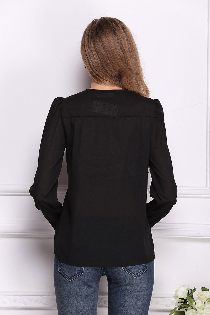 Vintage V Neck Beaded Blouse