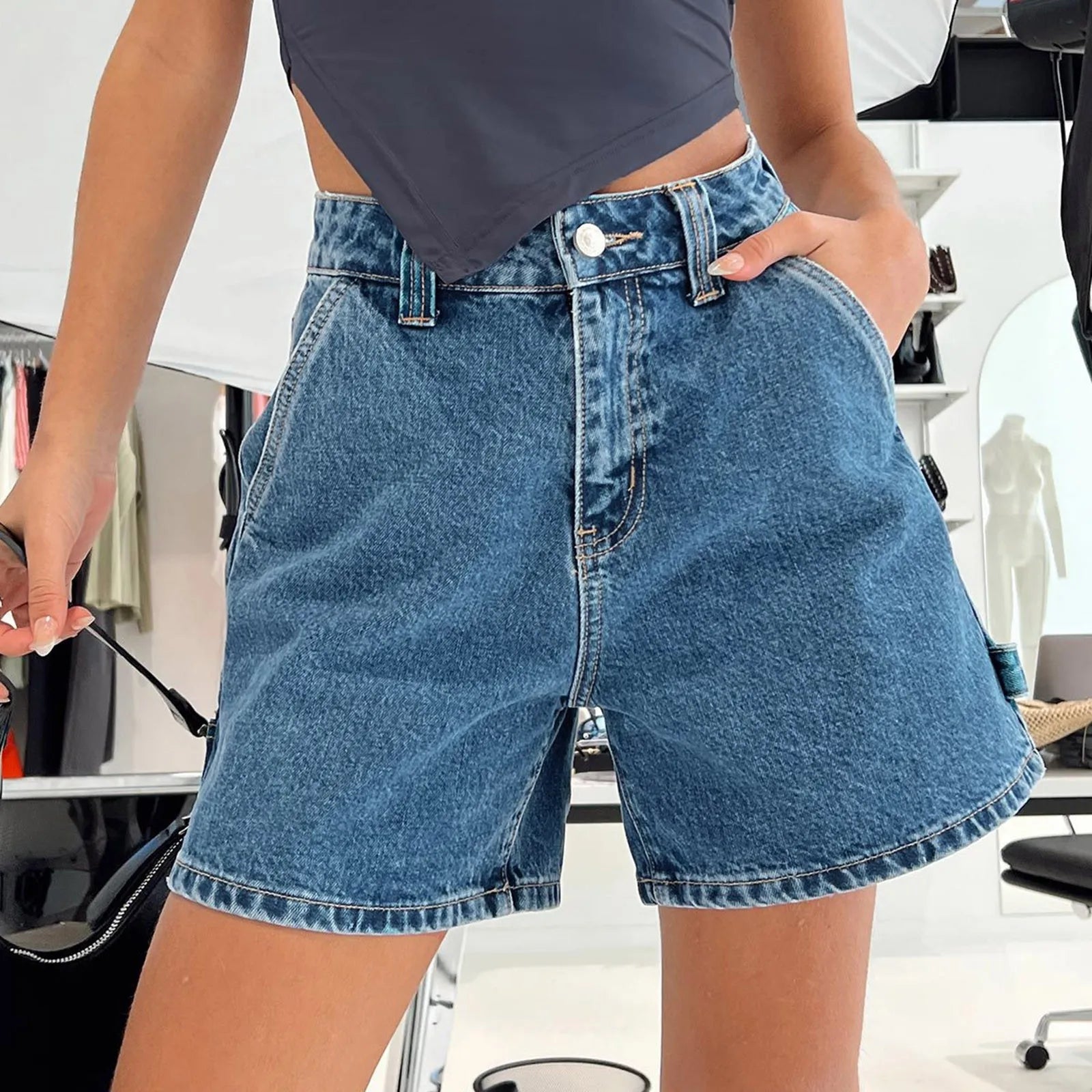 Vintage Pocket Straight Denim Short