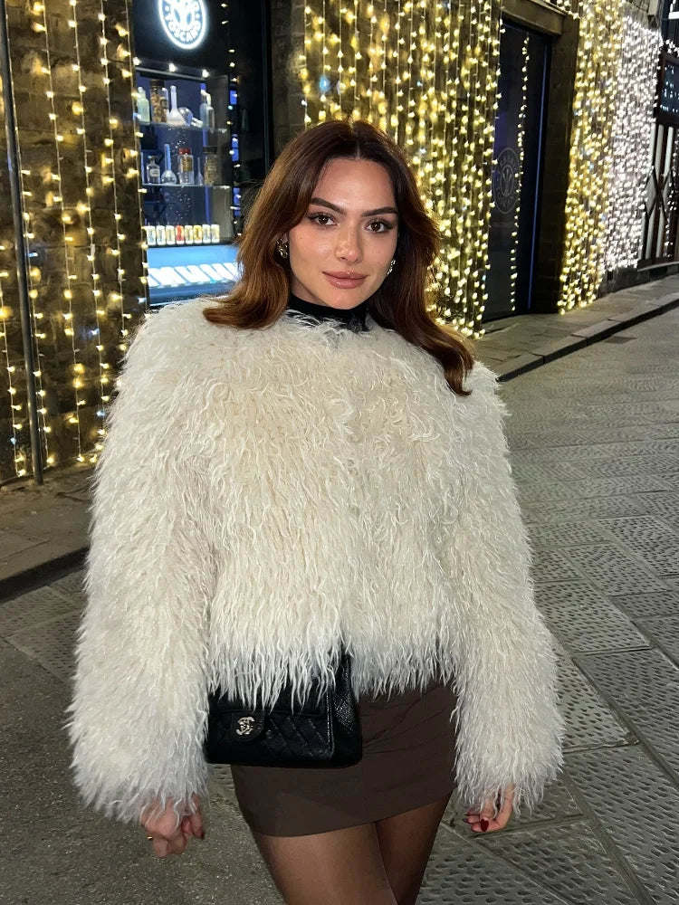 Vintage Solid Plush Fluffy Short Coat