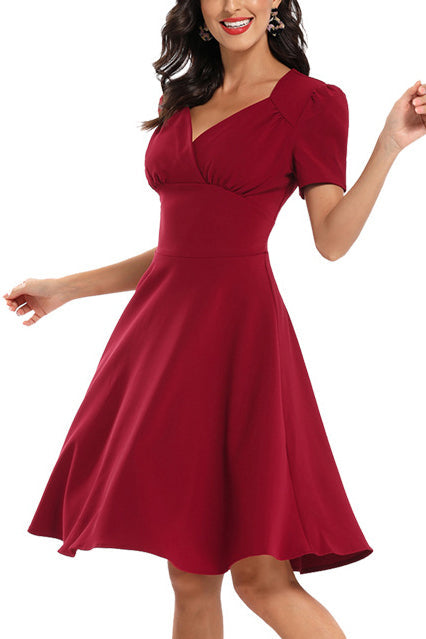 Vintage V-neck A-line Prom Wrap Dress - Mislish