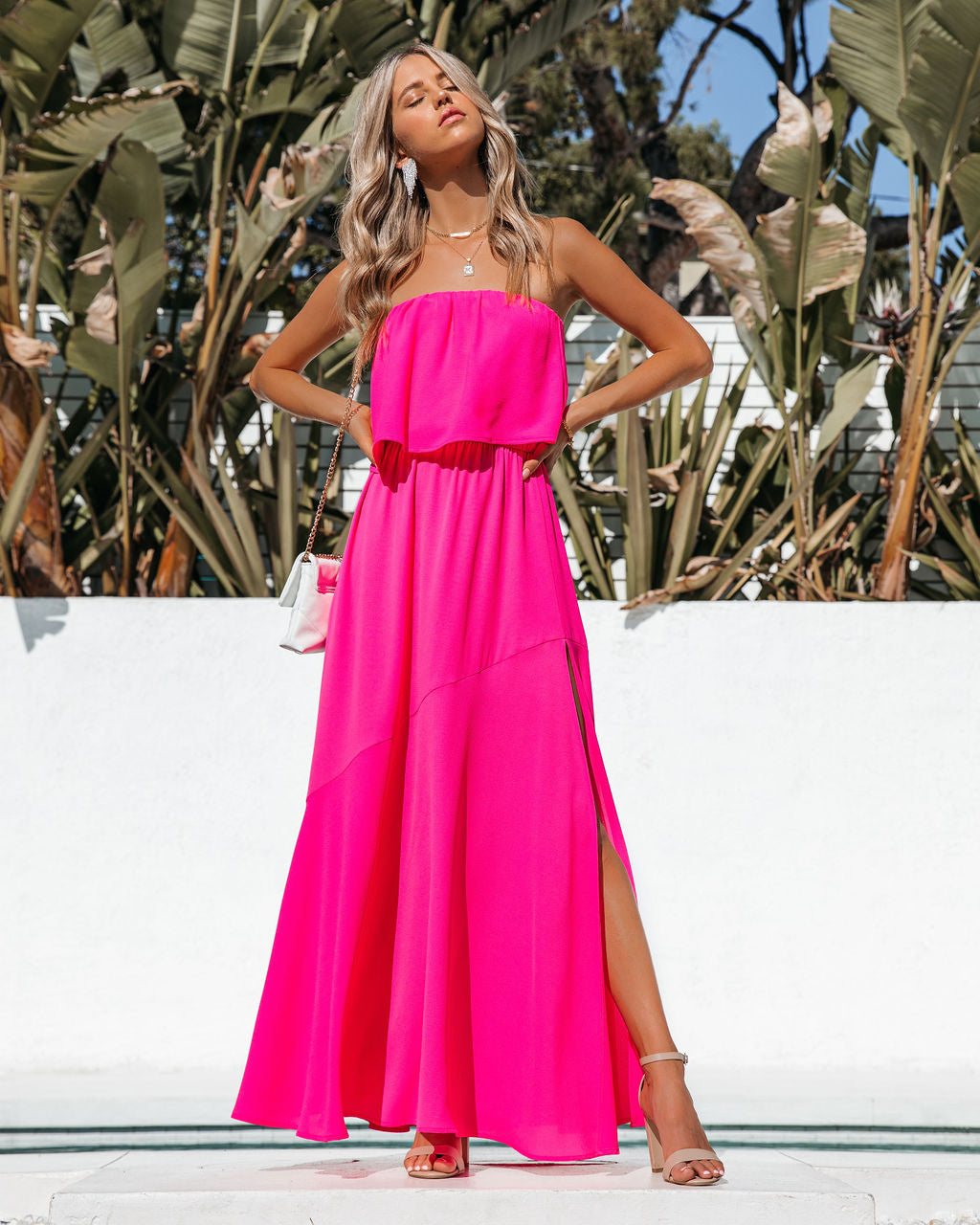 Strapless Overlay Bodice Maxi Dress