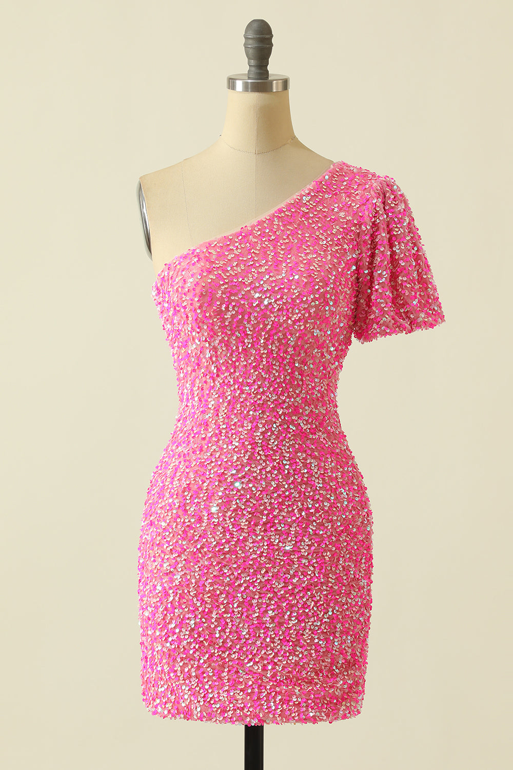 One Shoulder Sequins Homecoming Dress - Fashionpara