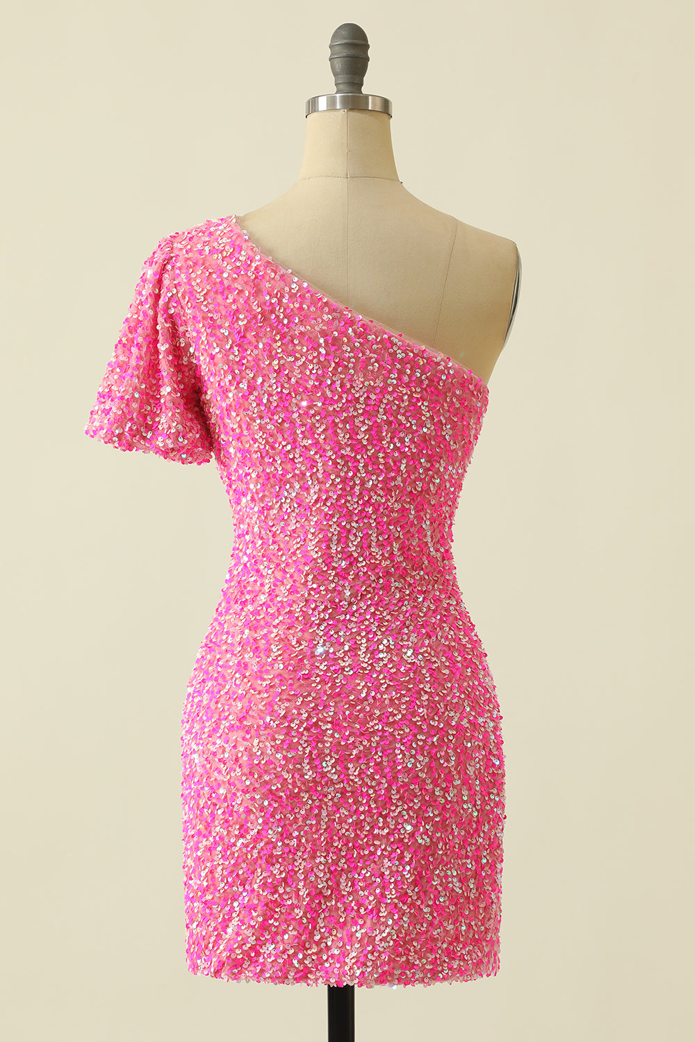 One Shoulder Sequins Homecoming Dress - Fashionpara