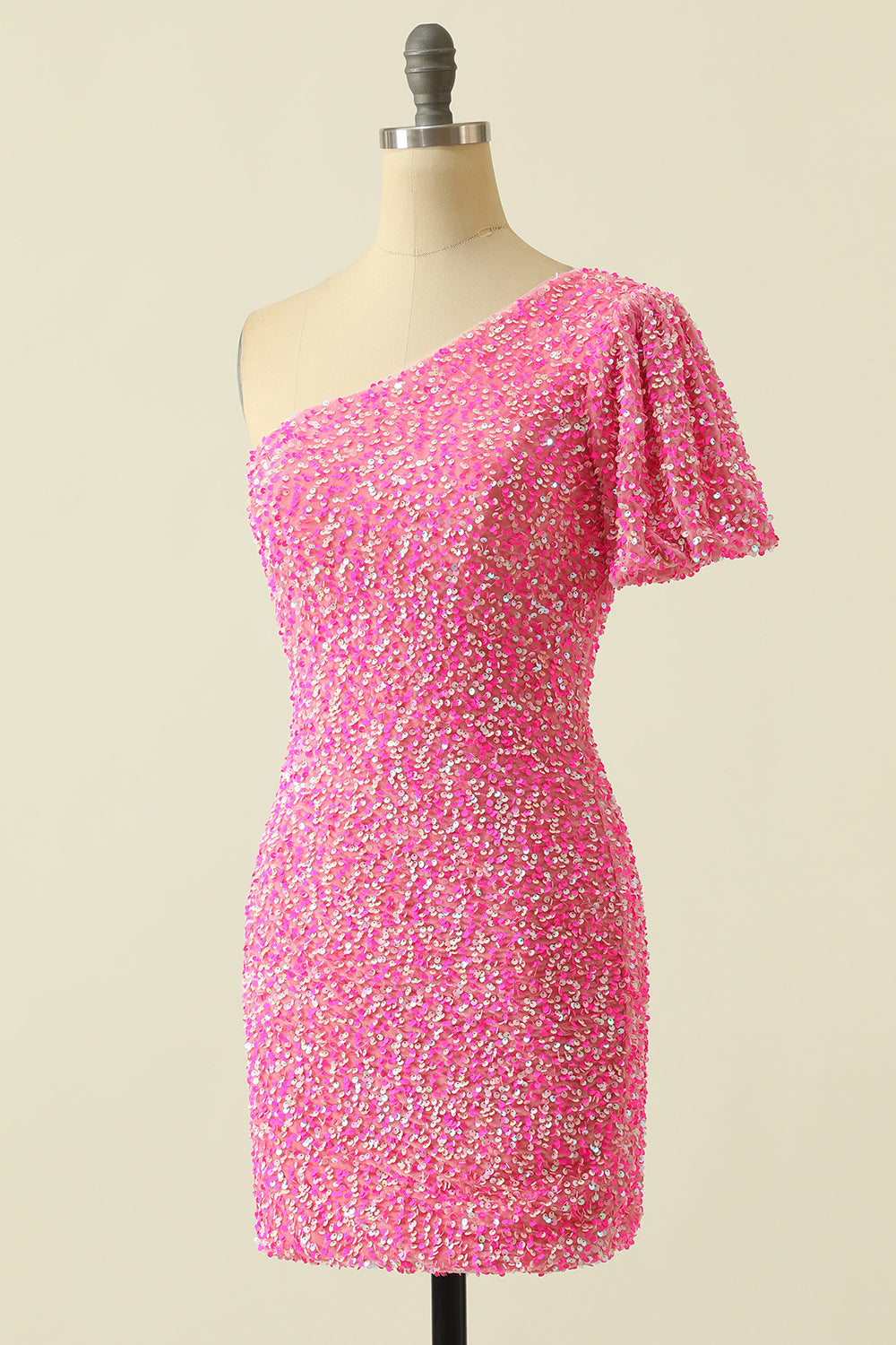 One Shoulder Sequins Homecoming Dress - Fashionpara