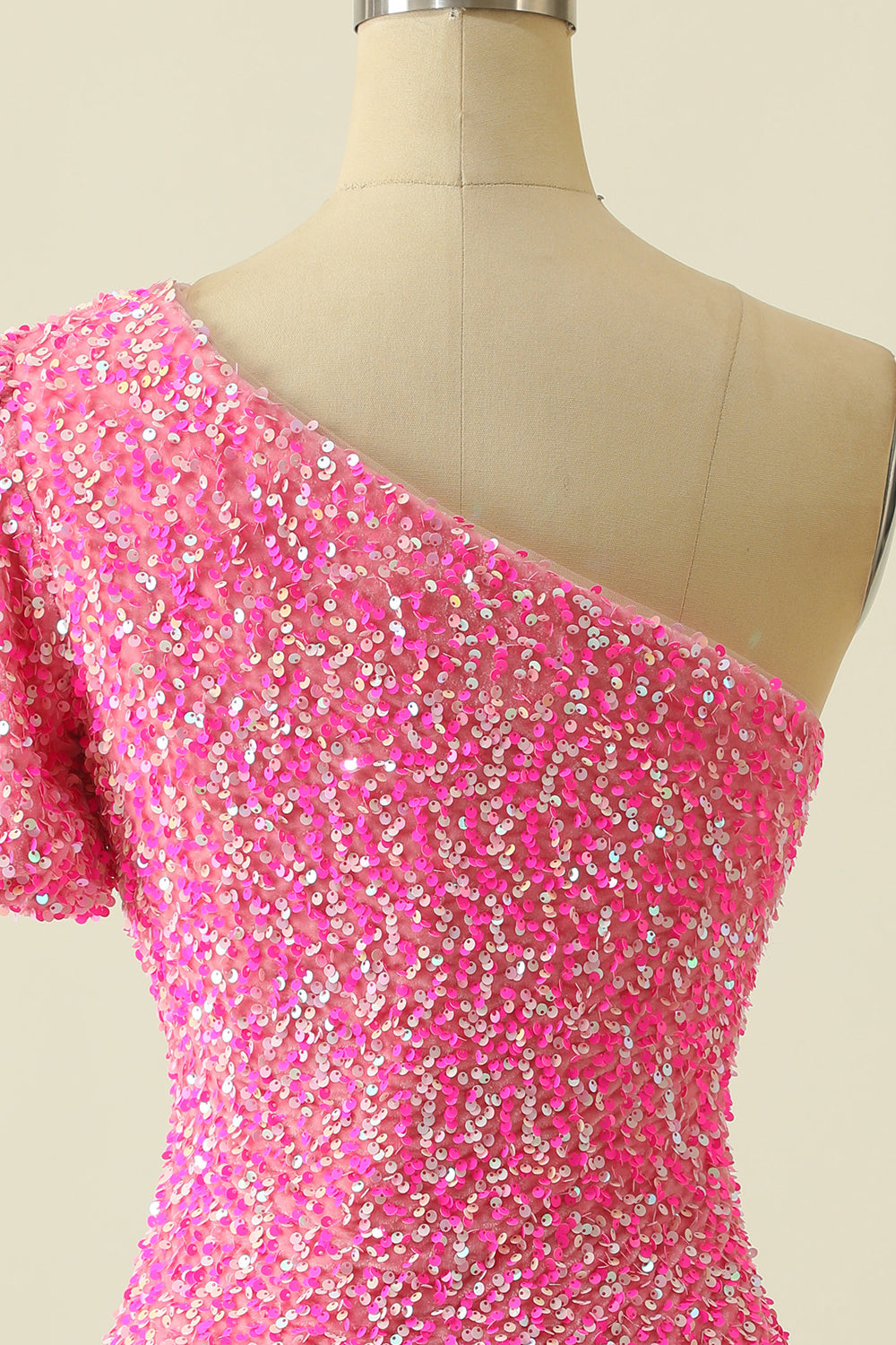 One Shoulder Sequins Homecoming Dress - Fashionpara