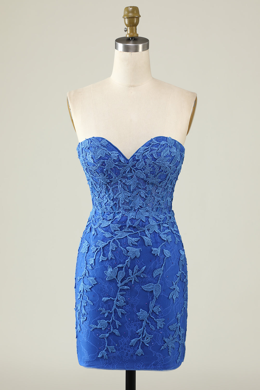 Tight Royal Blue Short Homecoming Dress with Appliques