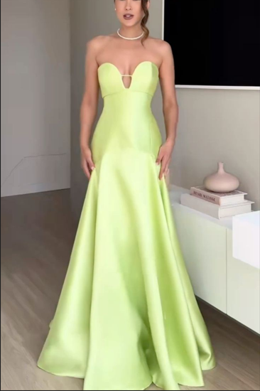 Elegant Lime Green Sweetheart Neck Satin Mermaid Long Party Dress Evening Gown D1348