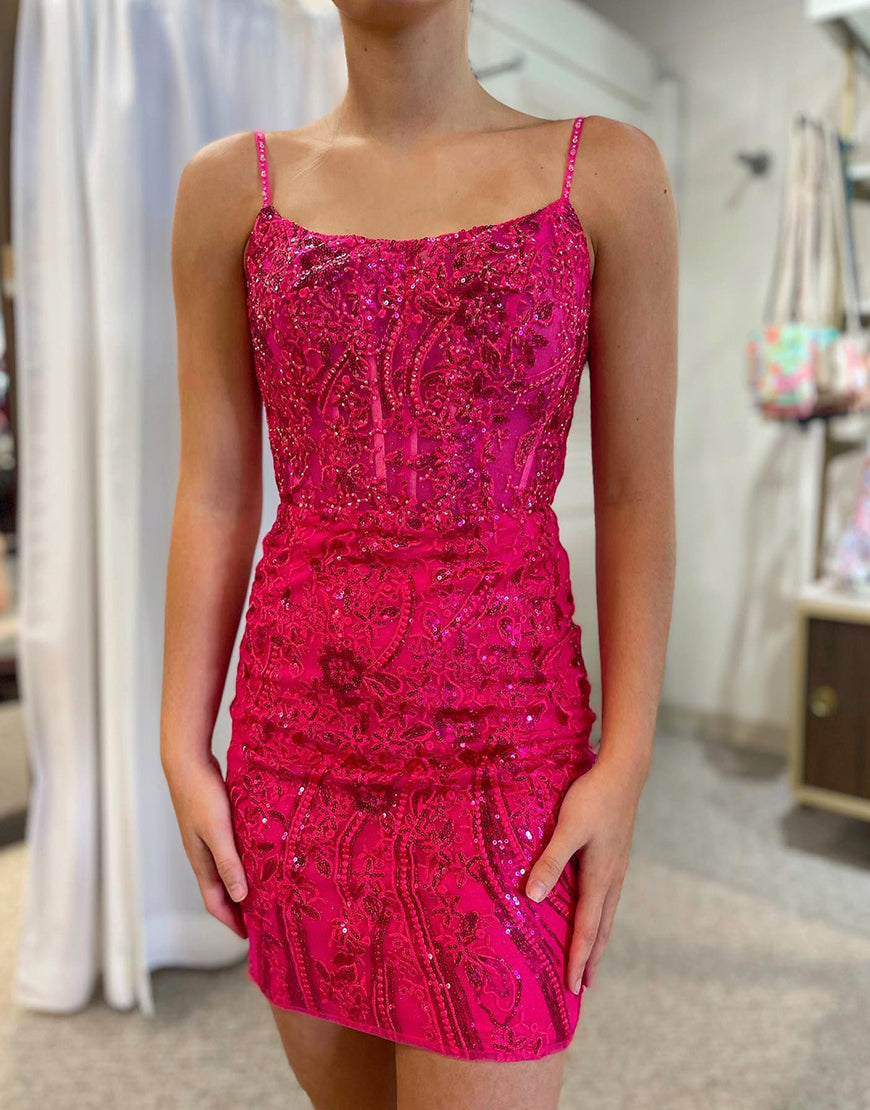 Gorgeous Royal Blue Corset Back Tight Glitter Homecoming Dress - Fashionpara