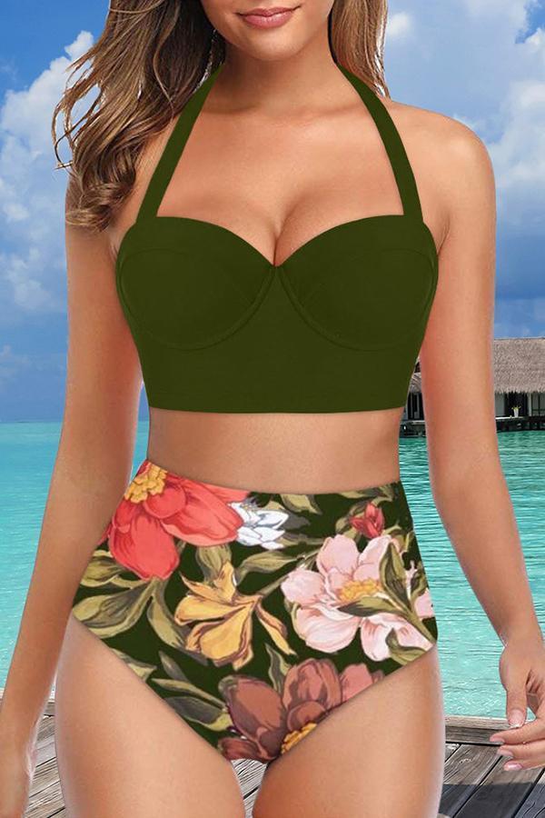 On-trend Flower Printed Bikini Swimsuit (5 Colors) - Fashionpara