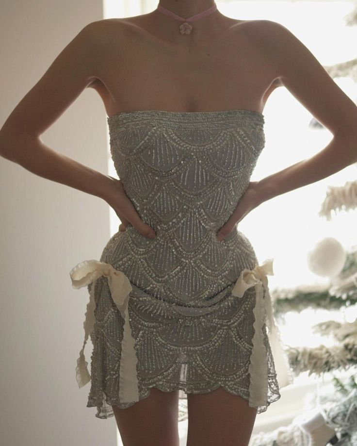 Vintage Strapless Sequin Beaded Cocktail Dress Champagne Sheath Grade Homecoming Dress Birthday Outfits S355