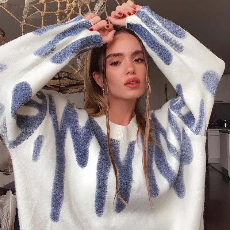 Wavy Line Design Knitted Sweater 2