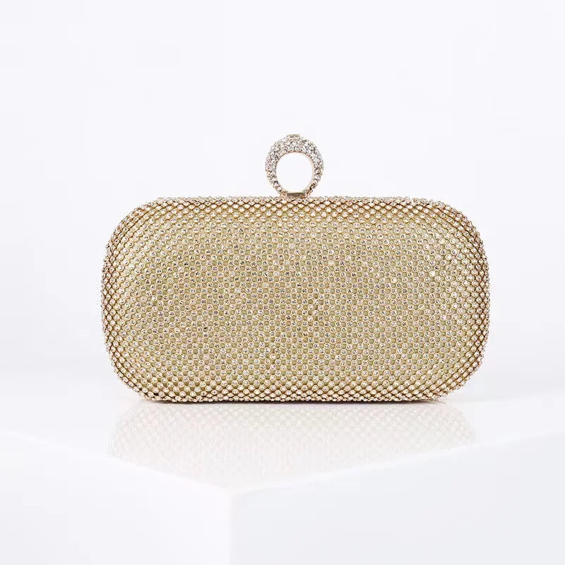 Bridal Crystal Gold Evening Clutch Wristlet - Fashionpara