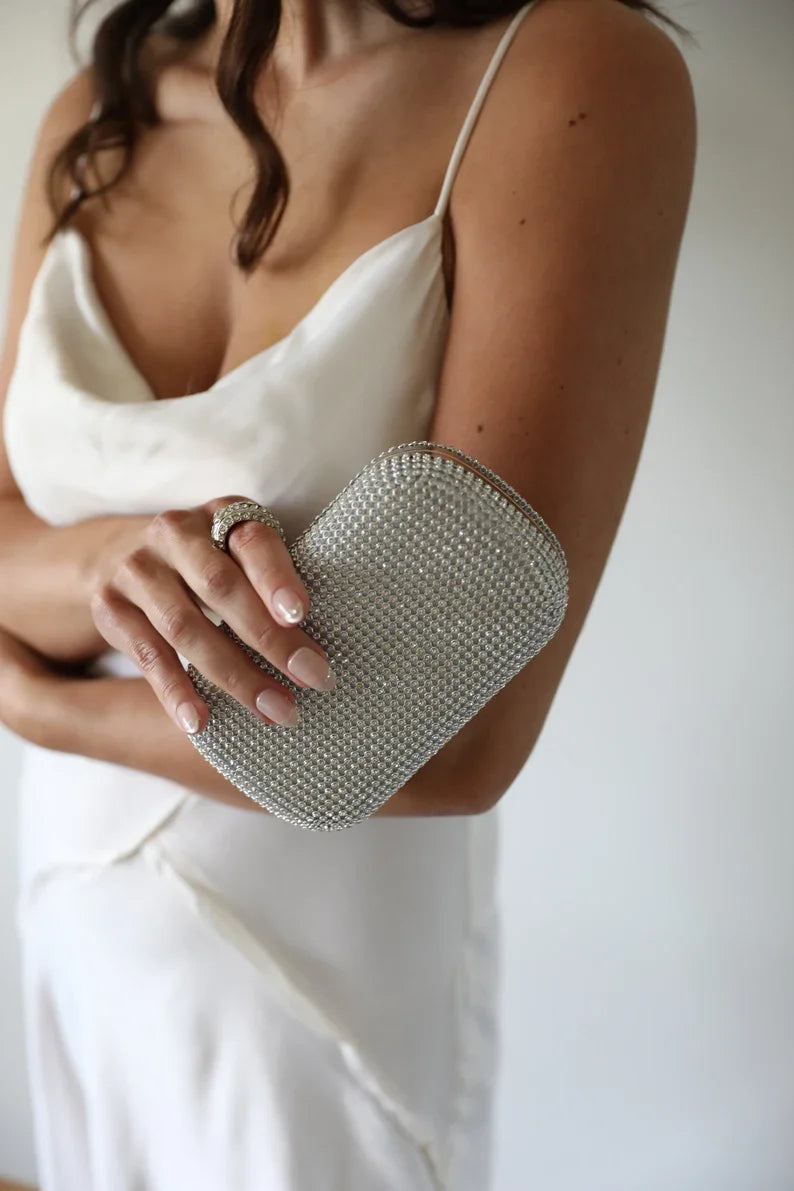 Bridal Crystal Gold Evening Clutch Wristlet - Fashionpara