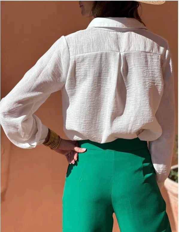 White Cotton Linen Lace Floral Embroidery Boho Blouse