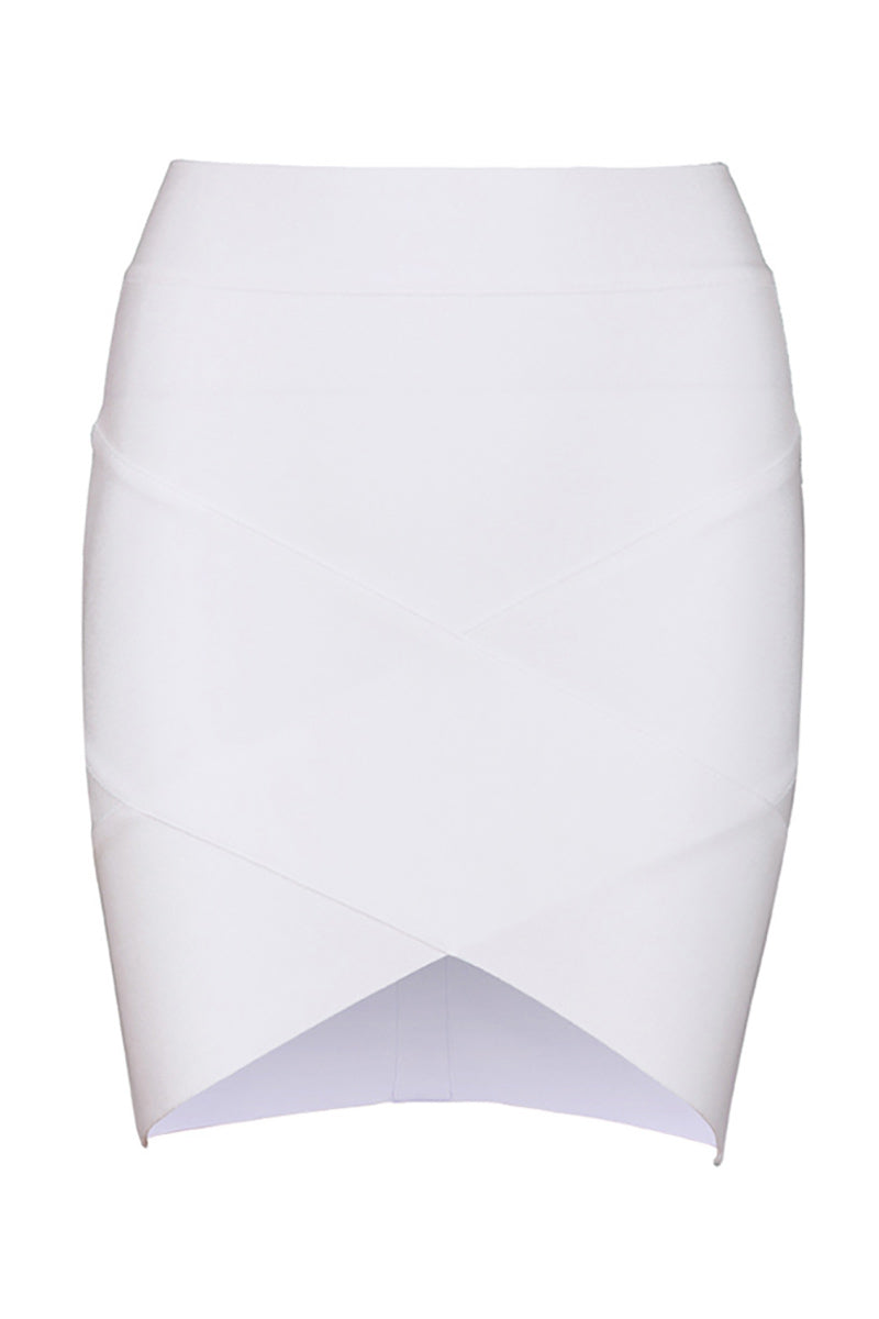 White Mini Sexy Bandage Tight Skirt