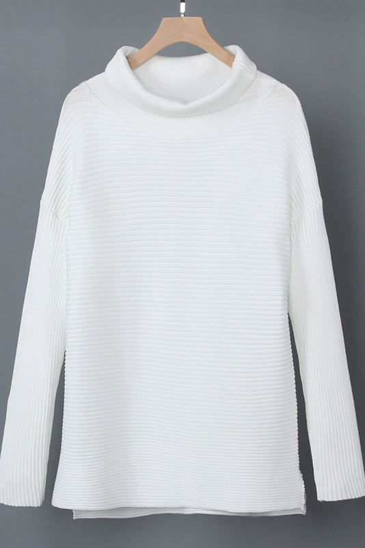 Mislish White Long-Sleeved High-Neck Sweater for Casual Style