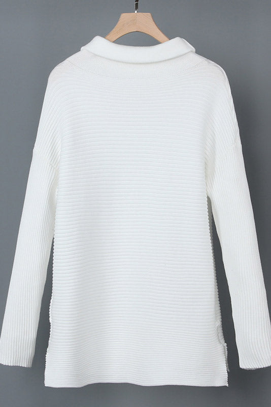 Mislish White Long-Sleeved High-Neck Sweater for Casual Style