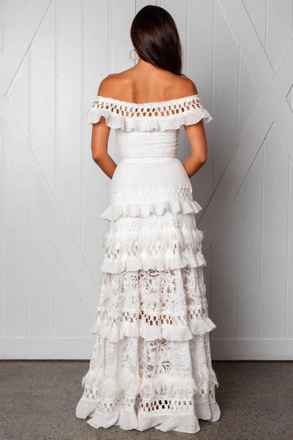 White Off Shoulder Lace Maxi Dress  Fashionpara