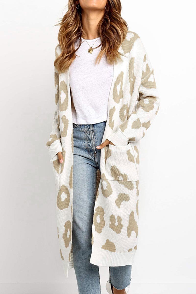Florcoo Leopard Print Cardigan Sweater - Stylish Comfort Wear