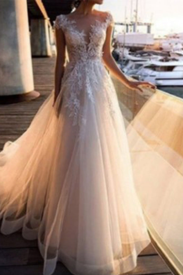 White V-neck See Through Tulle Dress - Mislish