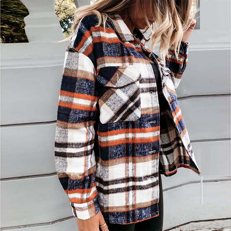 Winter Plaid Shirt Jacket Checkered Jacket Coat 5