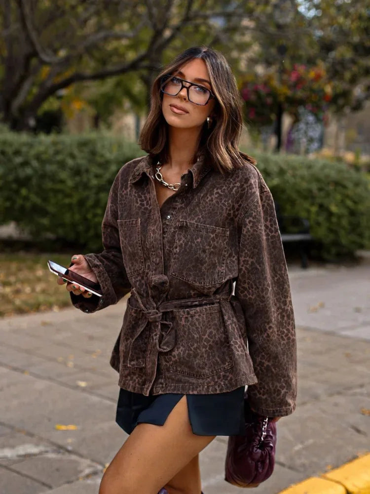 Loose Leopard Print Long Sleeve Jacket 2