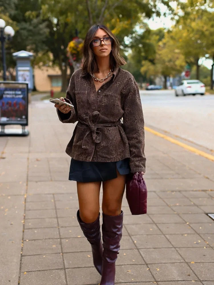 Loose Leopard Print Long Sleeve Jacket 6