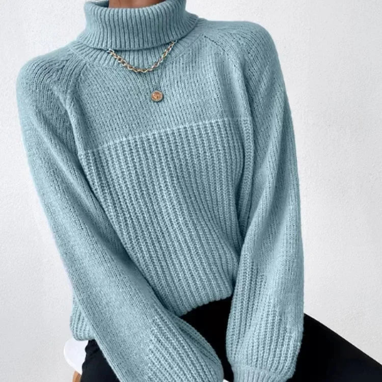 Turtleneck Cross Jacquard Sweater