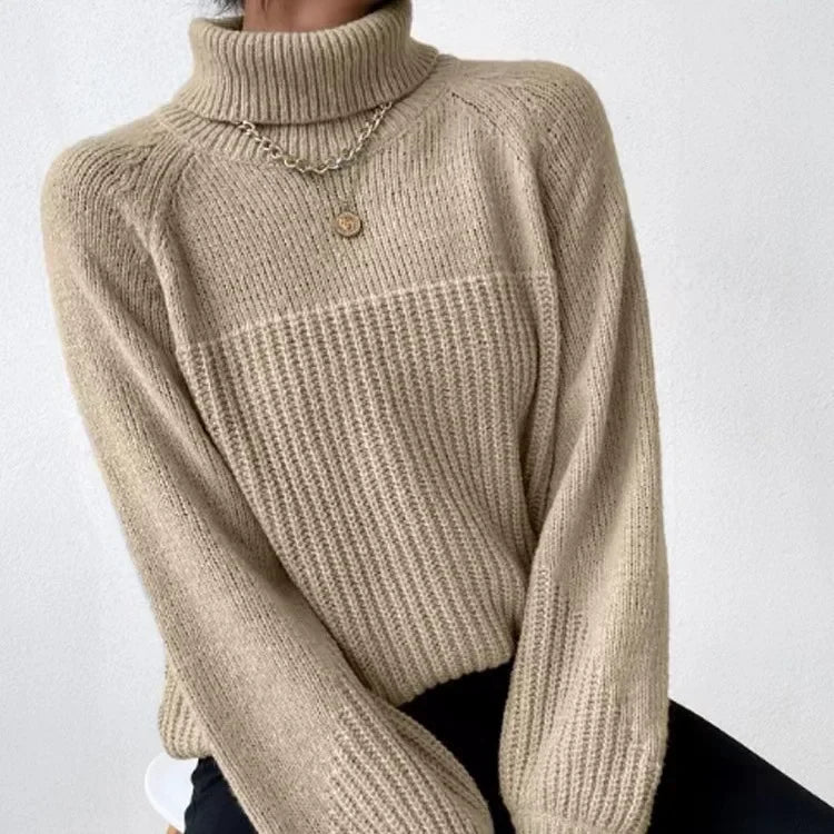 Turtleneck Cross Jacquard Sweater