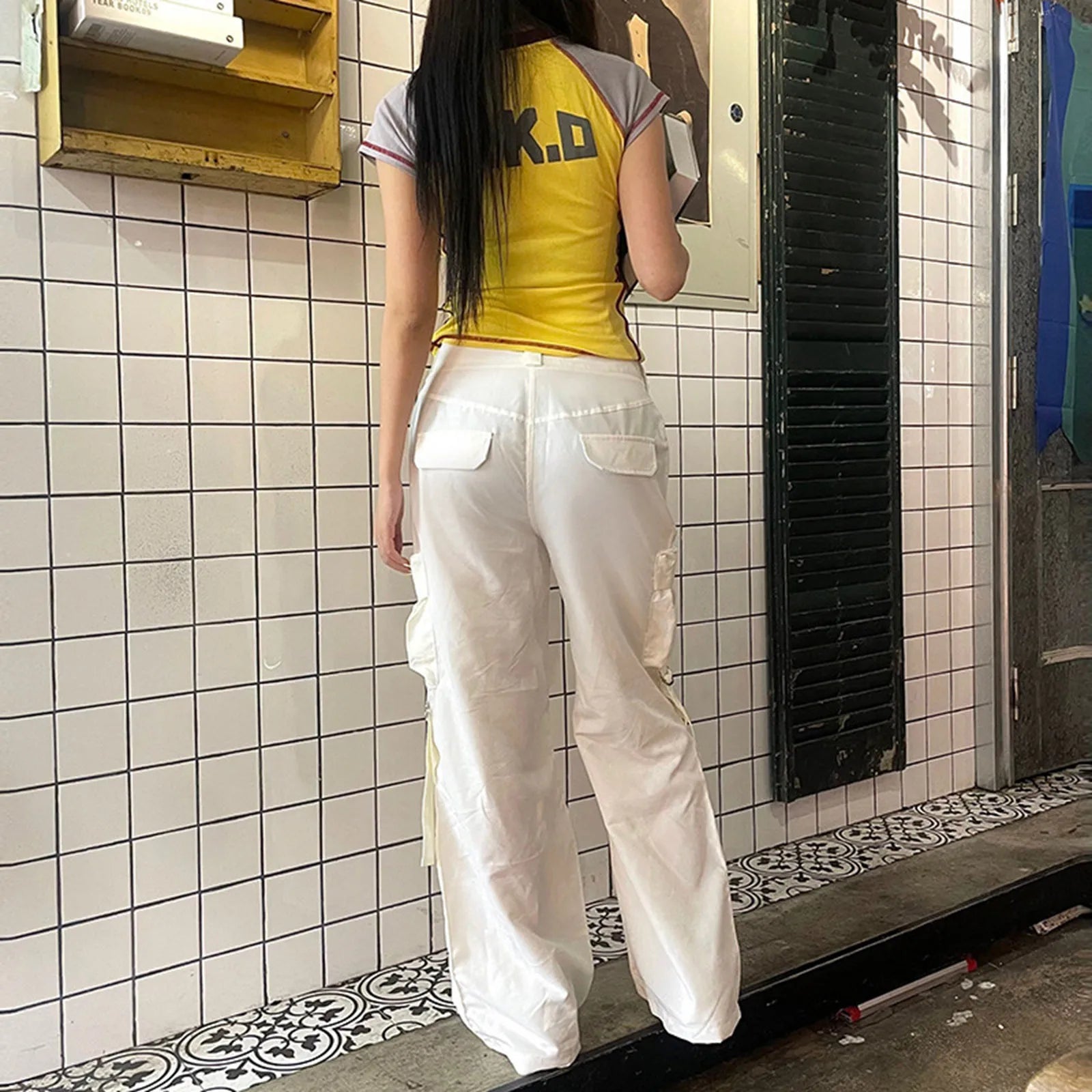 Baggy Cargo Drawstring Wide Leg Pants