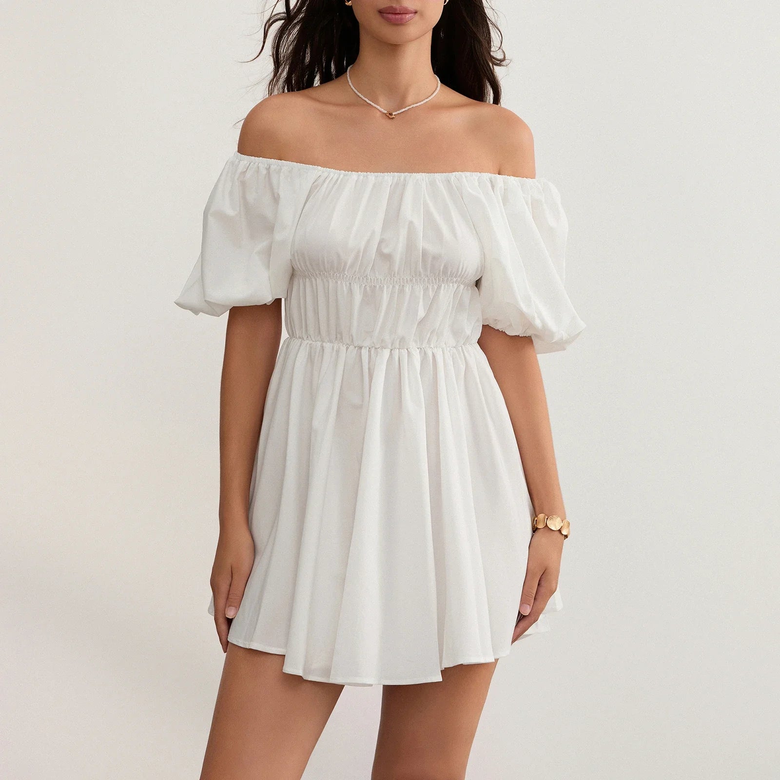 Puff Sleeve Off-Shoulder Mini Dress