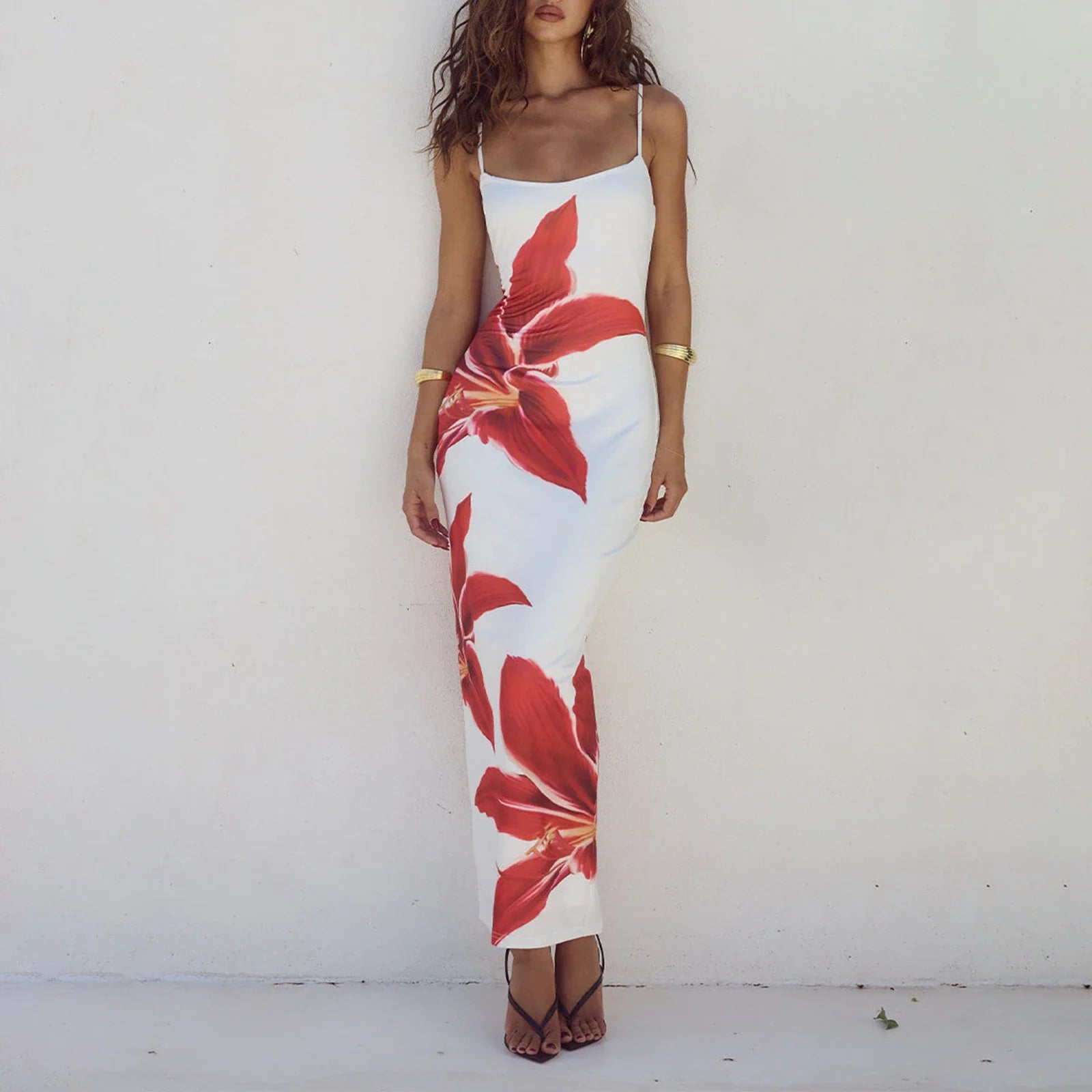 Cocktail Bodycon Floral Print Split Summer Streetwear Floral Dress