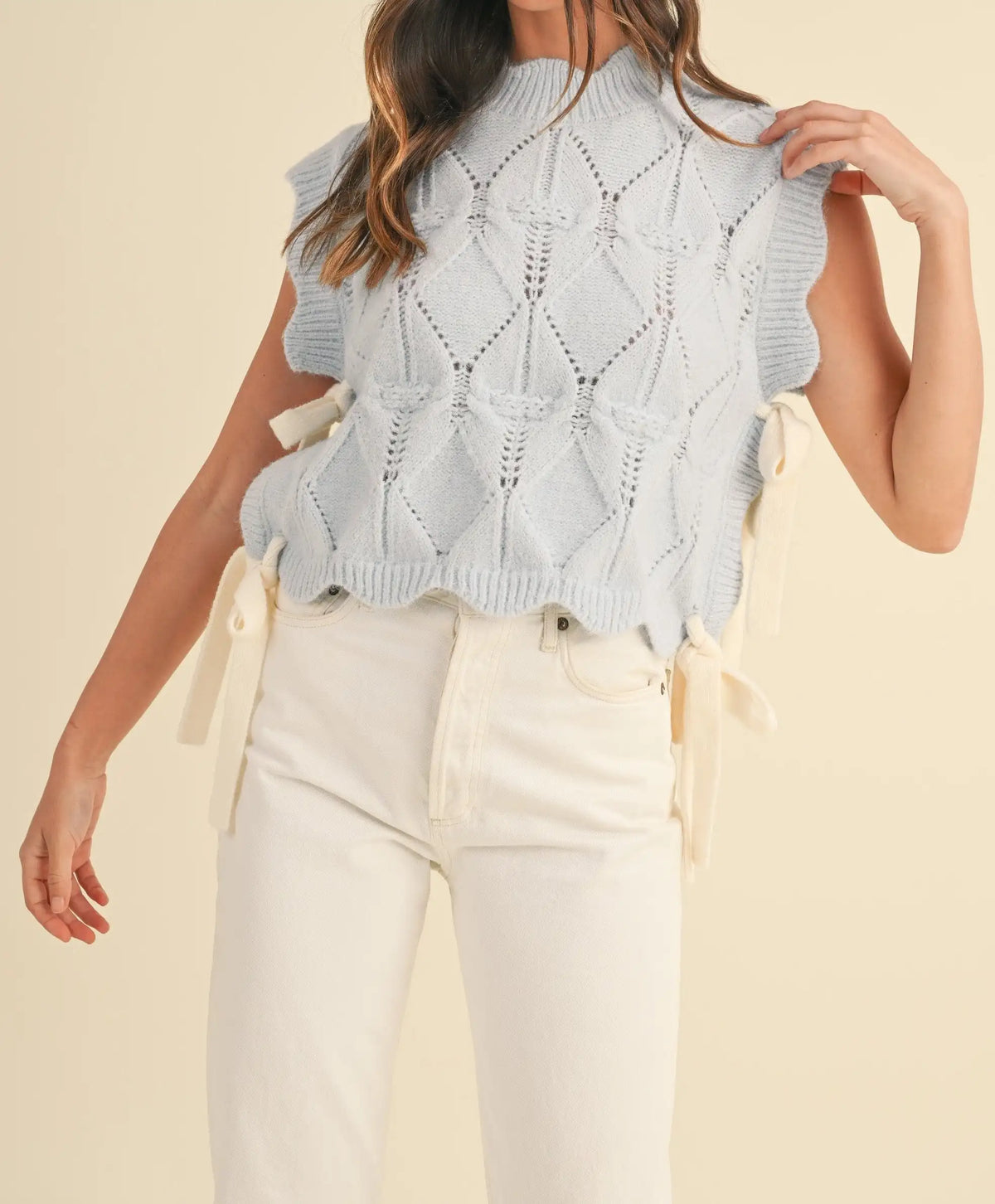 Solid Color Scalloped Trim Warm Sweater 5