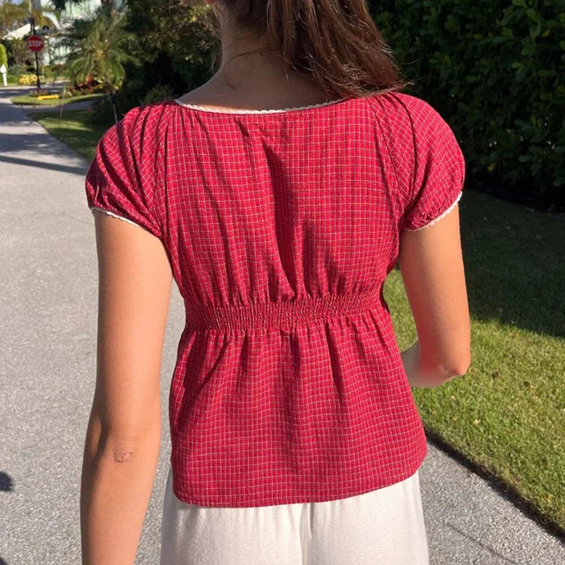 Vintage Square Collar Milkmaid Crop Top