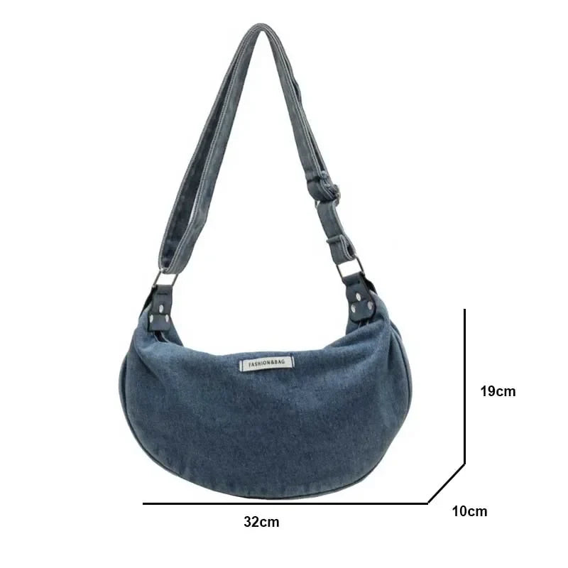 Denim Adjustable Strap Crossbody Shoulder Bag