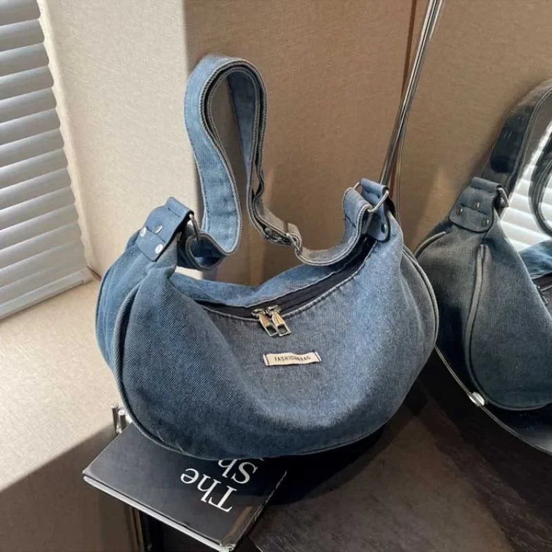 Denim Adjustable Strap Crossbody Shoulder Bag