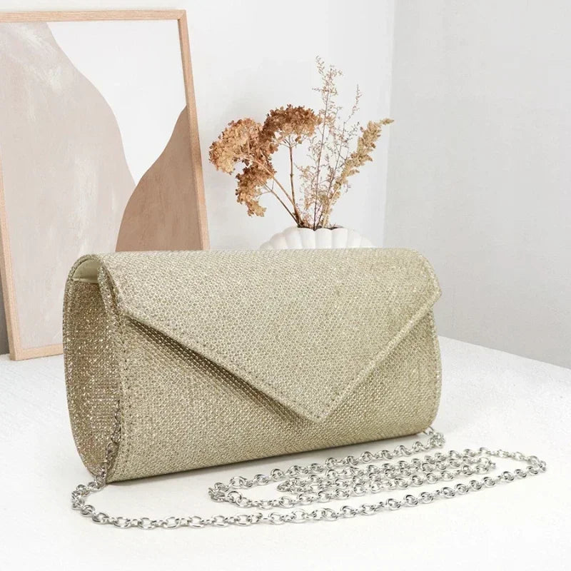 Glitter Envelope Chain Evening Clutch Bag