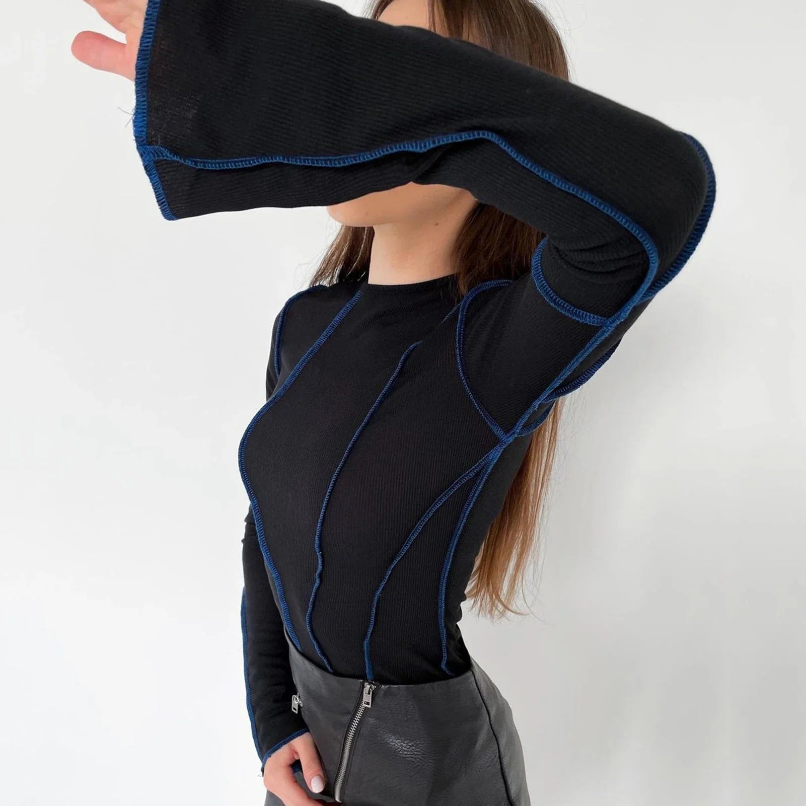 Fall Spring Button Long Sleeve Slim Fit Knit Top - Fashionpara