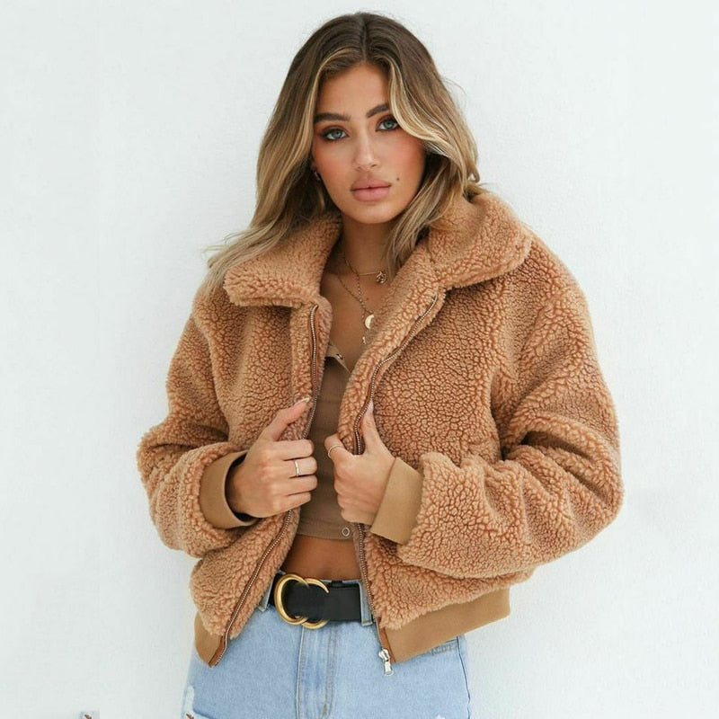 Faux FurWarm Soft Plush Zipper Coat 3